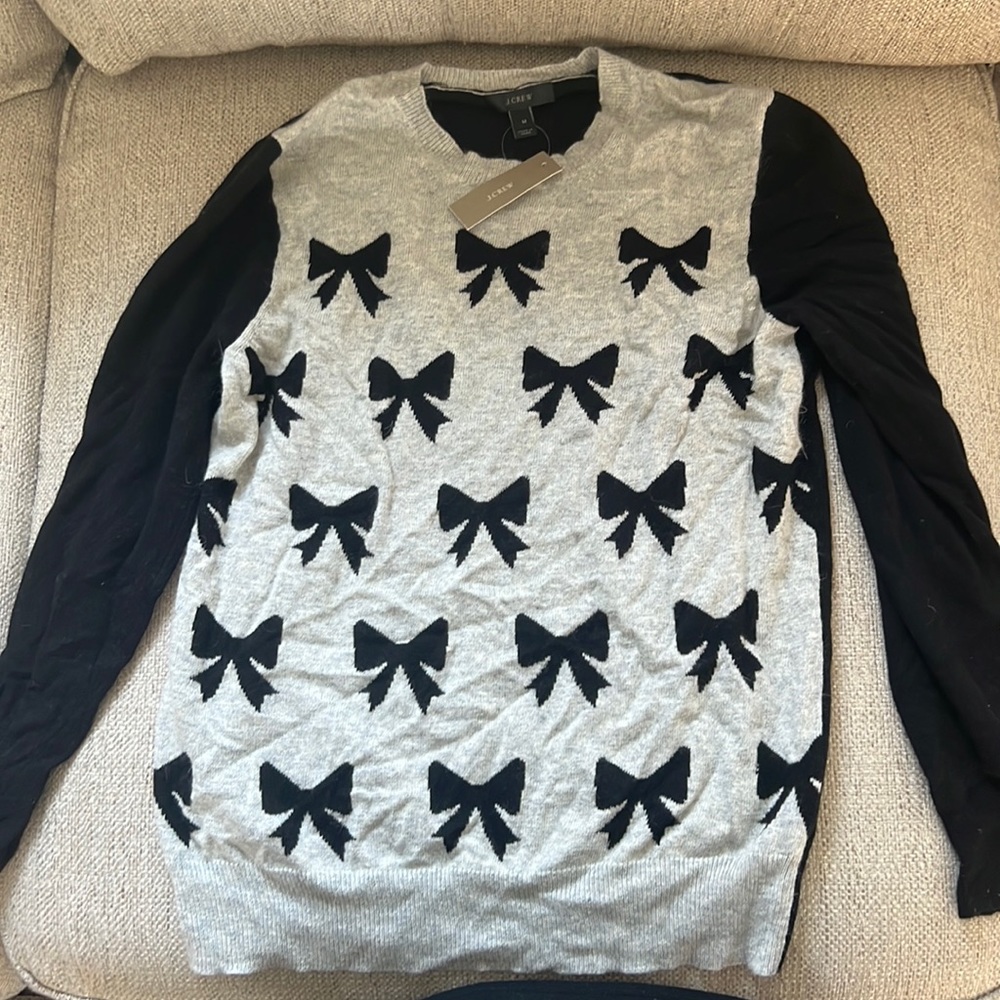 Grey and black bow sweater